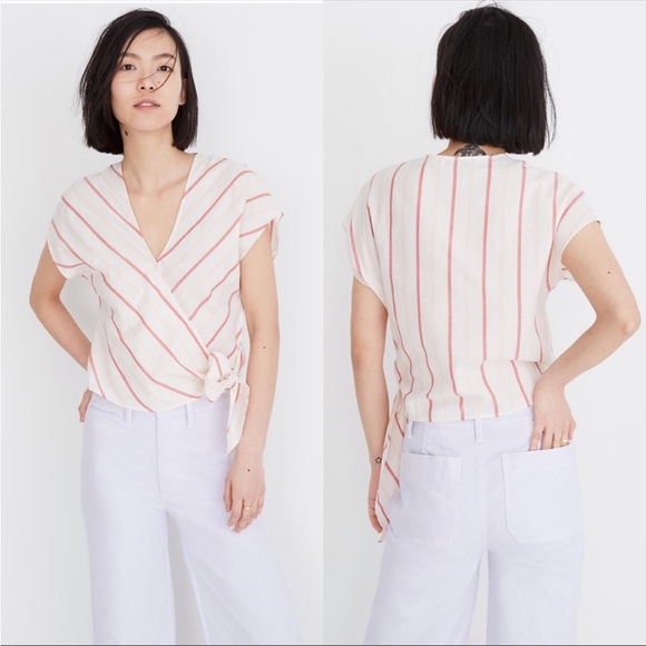 Madewell Tops - NWT Madewell Sash-Tie Wrap Stripe Top NWT Size Small